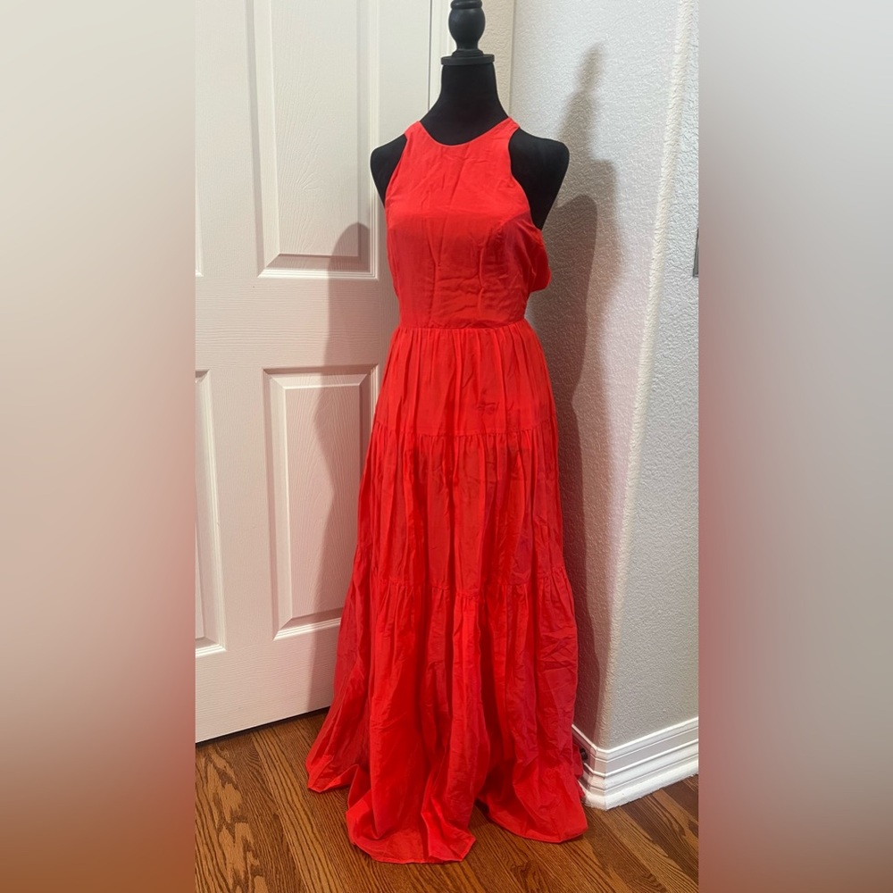 $590 BIRD & KNOLL EMMELINE MAXI CANDY APPLE  DRESS SIZE XS